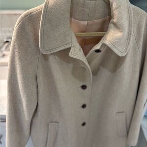 Vintage Classic Tan Women's P Coat. Wool, lined no tag.1970s